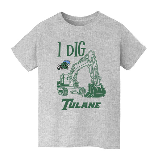 Tulane Green Wave Vive La Fete Excavator Heather Grey Cotton Short Sleeve Tee
