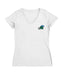 Tulane Green Wave Hand Sketched Vive La Fete Impressions Artwork White Women Cotton Short Sleeve V-Neck Tshirt