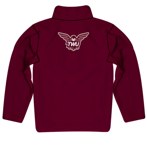 Texas Womans University Pioneers Vive La Fete Game Day Solid Maroon Quarter Zip Pullover Sleeves - Vive La Fête - Online Apparel Store