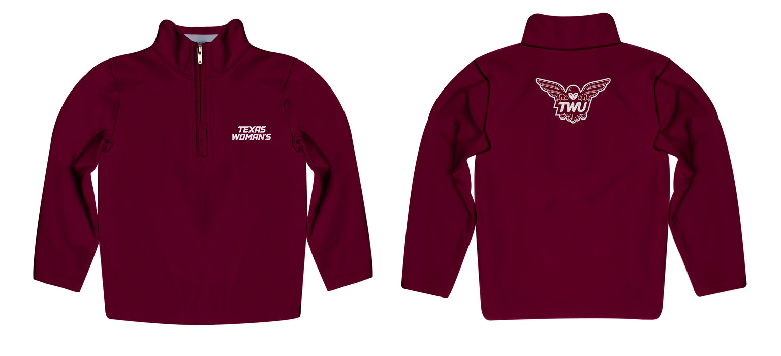 Texas Womans University Pioneers Vive La Fete Game Day Solid Maroon Quarter Zip Pullover Sleeves - Vive La Fête - Online Apparel Store