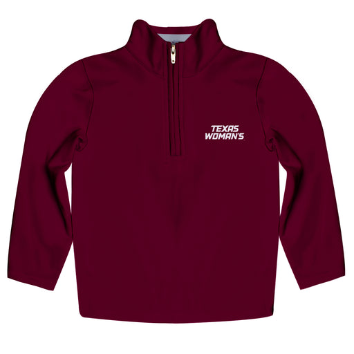 Texas Womans University Pioneers Vive La Fete Game Day Solid Maroon Quarter Zip Pullover Sleeves