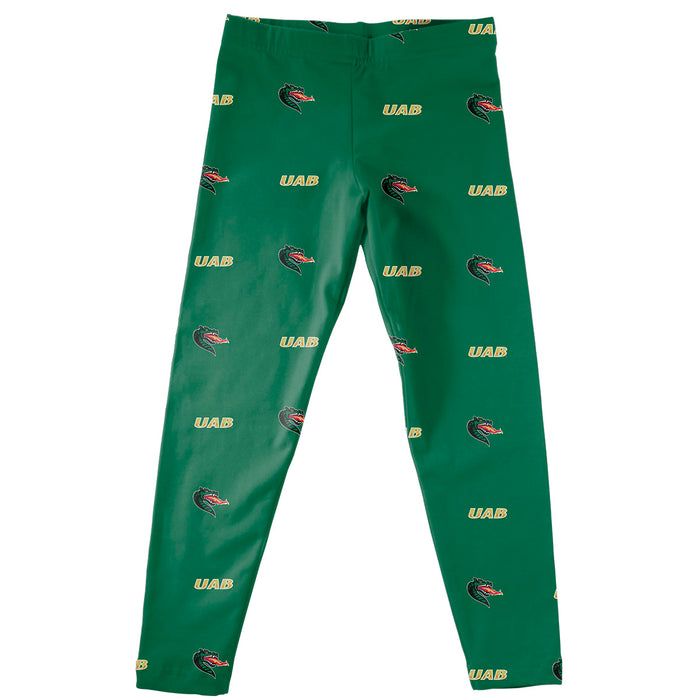 Alabama at Birmingham Blazers Vive La Fete Girls All Over Two Logos Elastic Waist Classic Play Green Leggings Tights