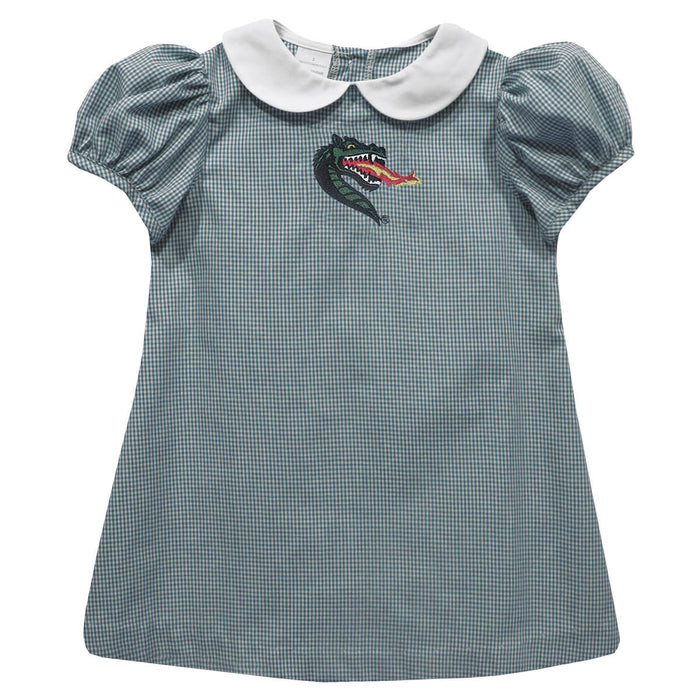 Alabama at Birmingham Blazers Embroidered Hunter Green Gingham Short Sleeve A Line Dress