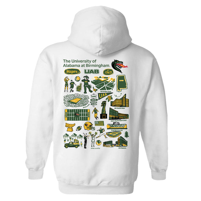 Alabama at Birmingham Blazers Hand Sketched Artwork Cotton Fleece Women Hoodie - Vive La Fête - Online Apparel Store