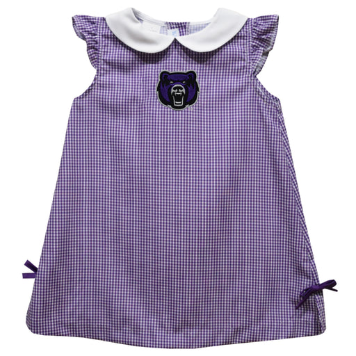 University of Central Arkansas Bears UCA Embroidered Purple Gingham A Line Dress