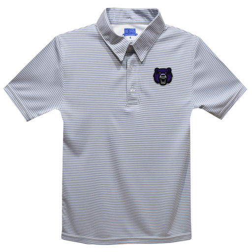 University of Central Arkansas Bears UCA Embroidered Gray Stripes Short Sleeve Polo Box Shirt