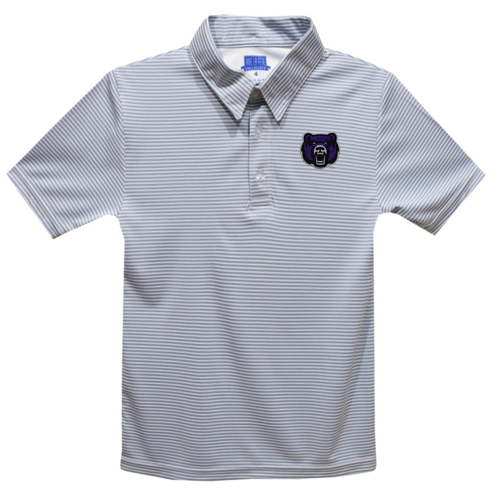 University of Central Arkansas Bears UCA Embroidered Gray Stripes Short Sleeve Polo Box Shirt