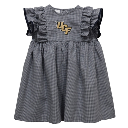 University of Central Florida Knights Embroidered Black Gingham Ruffle Dress