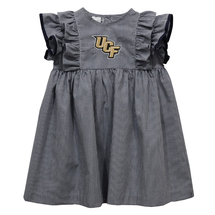 University of Central Florida Knights Embroidered Black Gingham Ruffle Dress