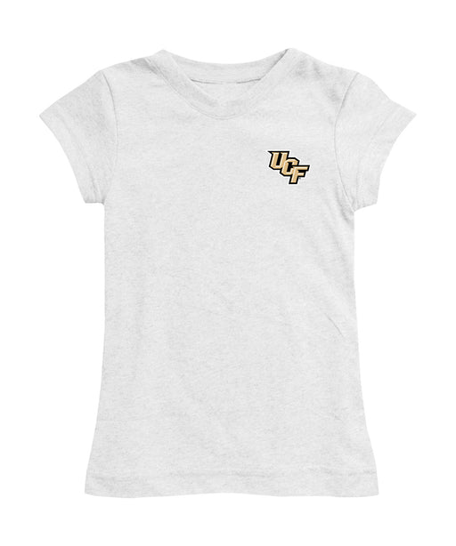 UCF Knights Hand Sketched Vive La Fete Impressions Artwork White Girls Cotton Short Sleeve Tee