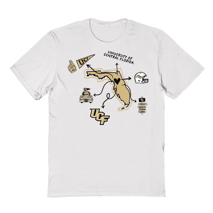 UCF Knights Hand Sketched Vive La Fete Impressions Icones Kids White T-shirt