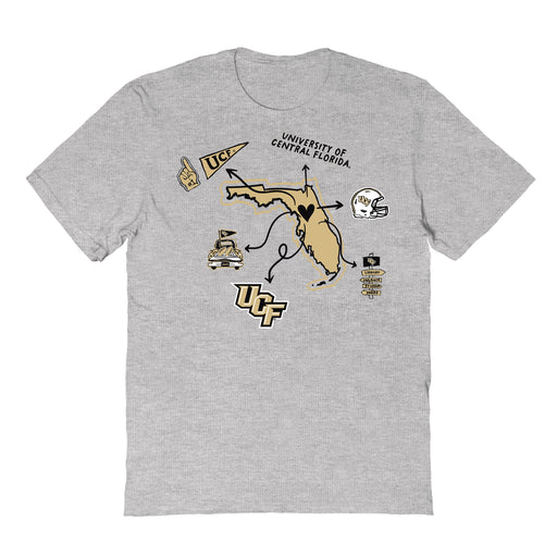 UCF Knights Hand Sketched Vive La Fete Impressions Icones Kids Grey T-shirt