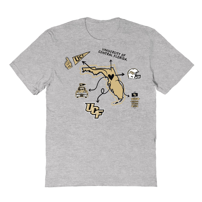 UCF Knights Hand Sketched Vive La Fete Impressions Icones Kids Grey T-shirt