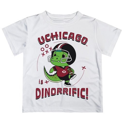 University of Chicago Maroons Vive La Fete Dinorrific Boys Game Day White Short Sleeve Tee