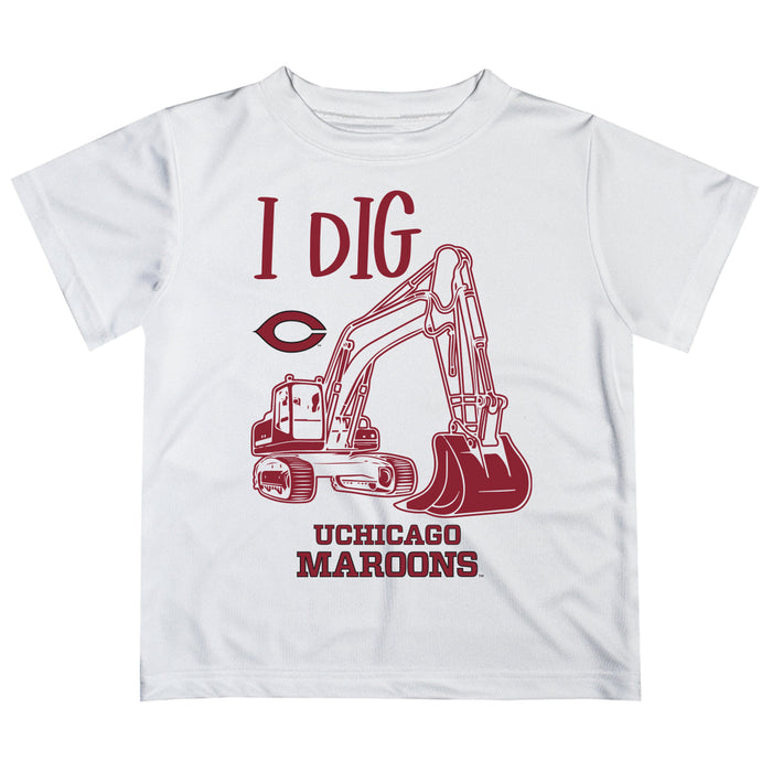 University of Chicago Maroons Vive La Fete Excavator Boys Game Day White Short Sleeve Tee