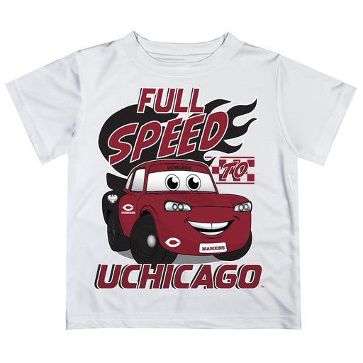 University of Chicago Maroons Vive La Fete Toy Racing Car Boys Game Day White Short Sleeve Tee