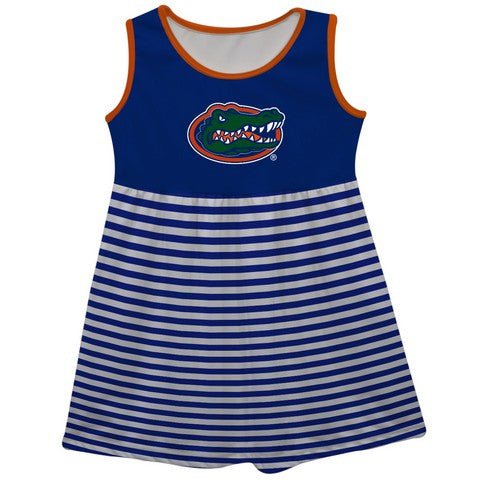 Florida Gators Vive La Fete Girls Game Day Sleeveless Tank Dress Solid Blue Logo Stripes on Skirt