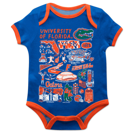 Florida Gators Hand Sketched Vive La Fete Impressions Artwork Infant Blue Short Sleeve Onesie Bodysuit