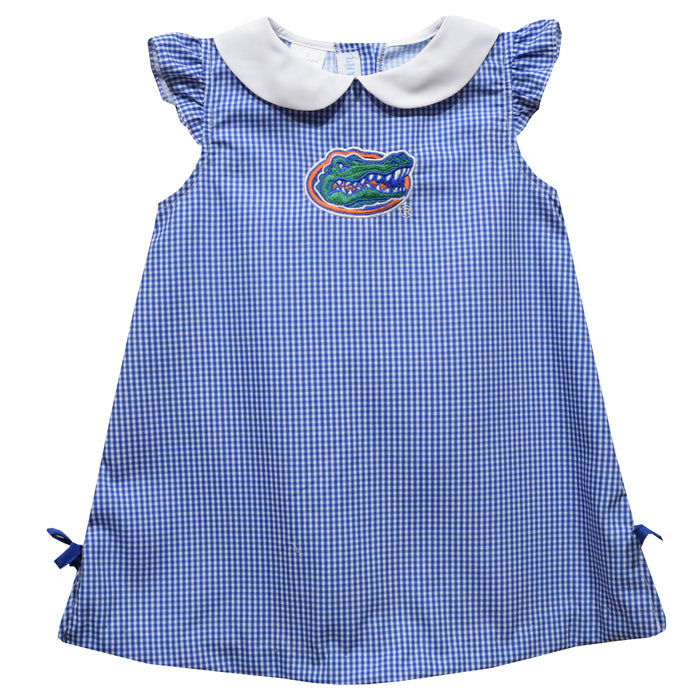 Florida Gators Embroidered Royal Gingham A Line Dress