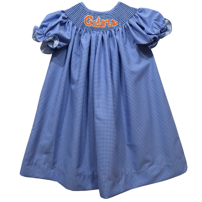 Florida Gators Smocked Royal Gingham Short Sleeve Bishop - Vive La Fête - Online Apparel Store