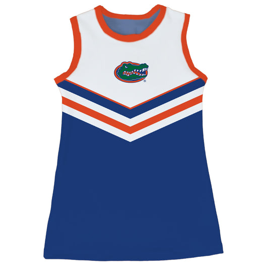 Florida Gators Sleeveless Cheerleader A Line Dress White and Royal