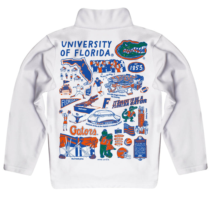Florida Gators Hand Sketched Vive La Fete Impressions Artwork White Boys Quarter Zip Pullover V1 - Vive La Fête - Online Apparel Store
