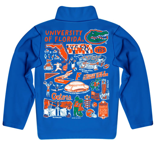 Florida Gators Hand Sketched Vive La Fete Impressions Artwork Blue Boys Quarter Zip Pullover V1 - Vive La Fête - Online Apparel Store