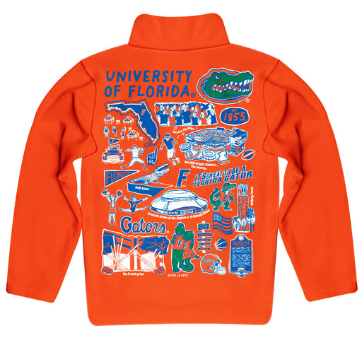 Florida Gators Hand Sketched Vive La Fete Impressions Artwork Orange Boys Quarter Zip Pullover V1 - Vive La Fête - Online Apparel Store