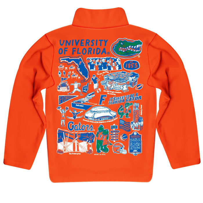 Florida Gators Hand Sketched Vive La Fete Impressions Artwork Orange Boys Quarter Zip Pullover V1 - Vive La Fête - Online Apparel Store