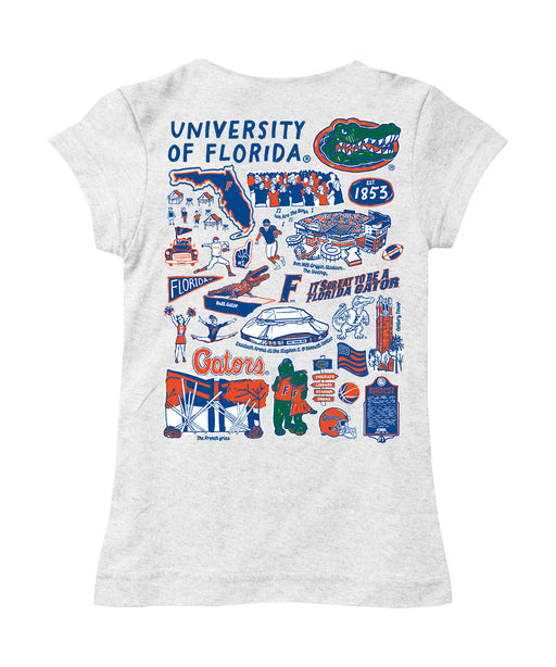Florida Gators Hand Sketched Vive La Fete Impressions Artwork White Girls Cotton Short Sleeve Tee - Vive La Fête - Online Apparel Store