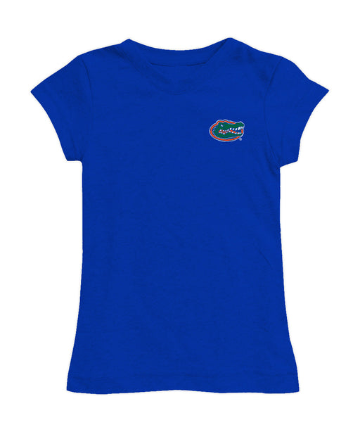 Florida Gators Hand Sketched Vive La Fete Impressions Artwork Blue Girls Cotton Short Sleeve Tee