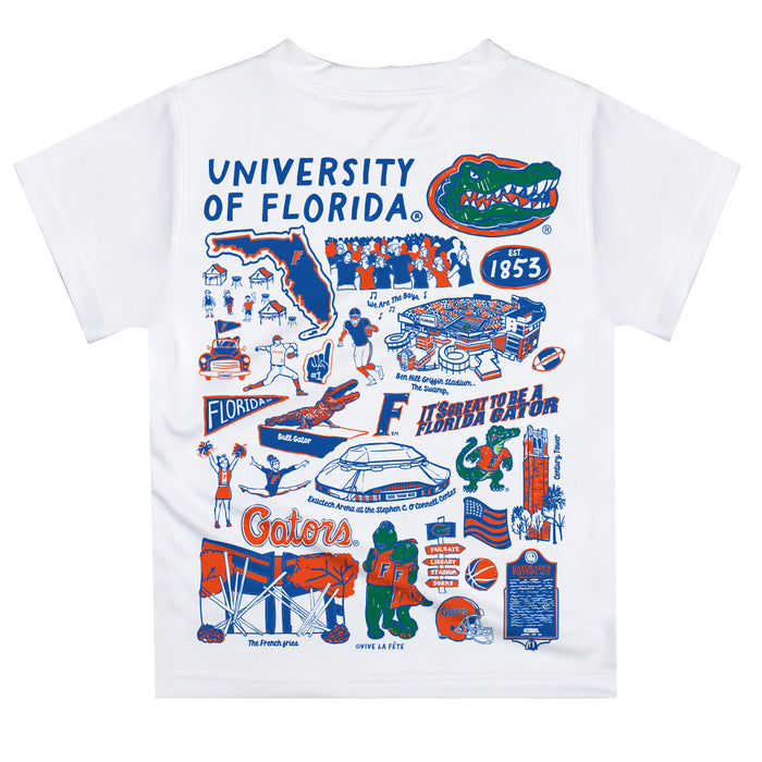 Florida Gators Hand Sketched Vive La Fete Impressions Artwork Boys White Short Sleeve Tee Shirt