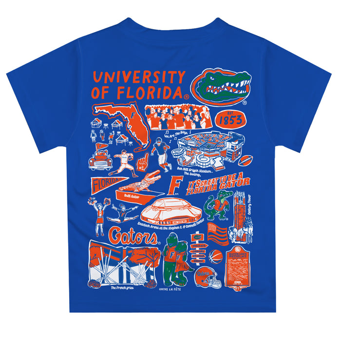 Florida Gators Vive La Fete Impressions Artwork Boys Blue Short Sleeve Tee Shirt