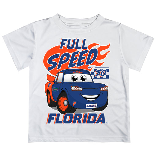 Florida Gators Vive La Fete Toy Racing Car Boys Game Day White Short Sleeve Tee