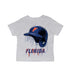 Florida Gators Original Dripping Baseball Helmet Grey Cotton T-Shirt  by Vive La Fete