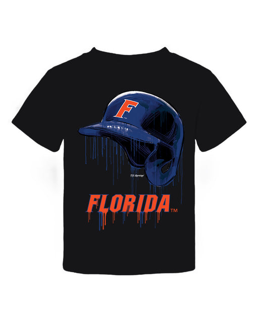 Florida Gators Original Dripping Baseball Helmet Black T-Shirt Cotton by Vive La Fete
