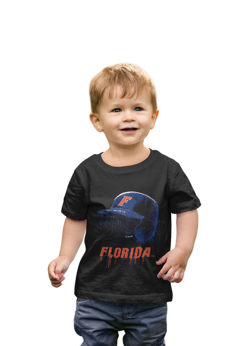 Florida Gators Original Dripping Baseball Helmet Black T-Shirt Cotton by Vive La Fete - Vive La Fête - Online Apparel Store