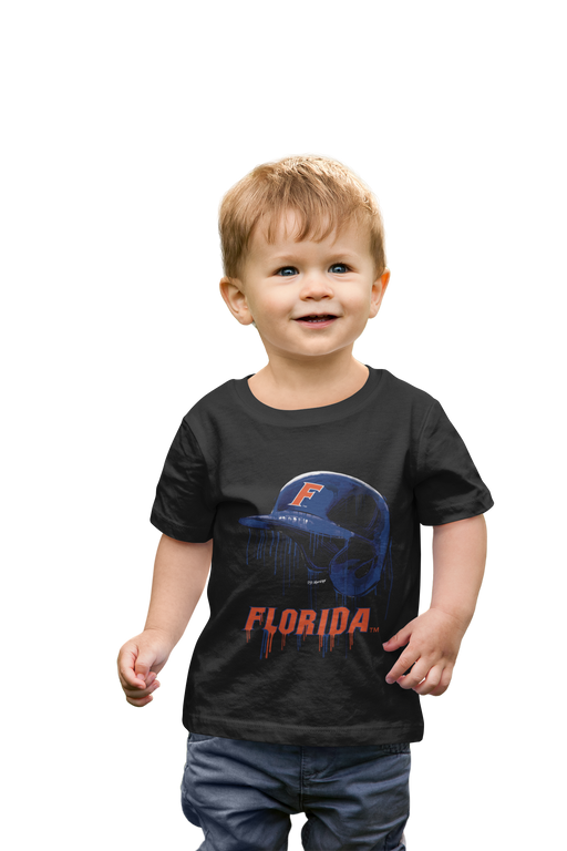 Florida Gators Original Dripping Baseball Helmet Black T-Shirt Cotton by Vive La Fete - Vive La Fête - Online Apparel Store