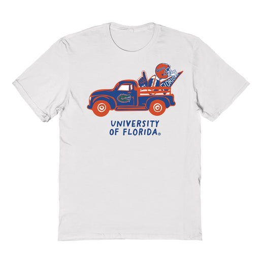 Florida Gators Hand Sketched Vive La Fete Impressions Truck Kids White Cotton T-shirt