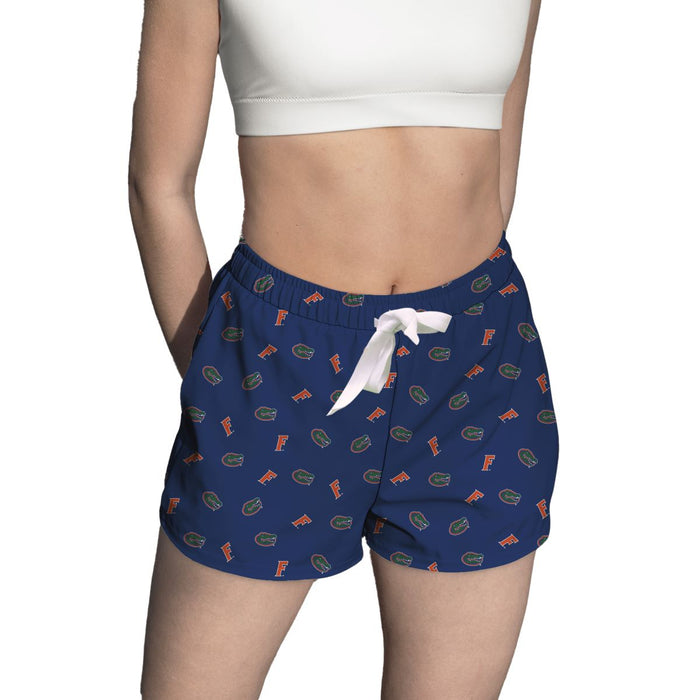 Florida Gators Vive La Fete Game Day All Over Logo Women Blue Lounge Shorts