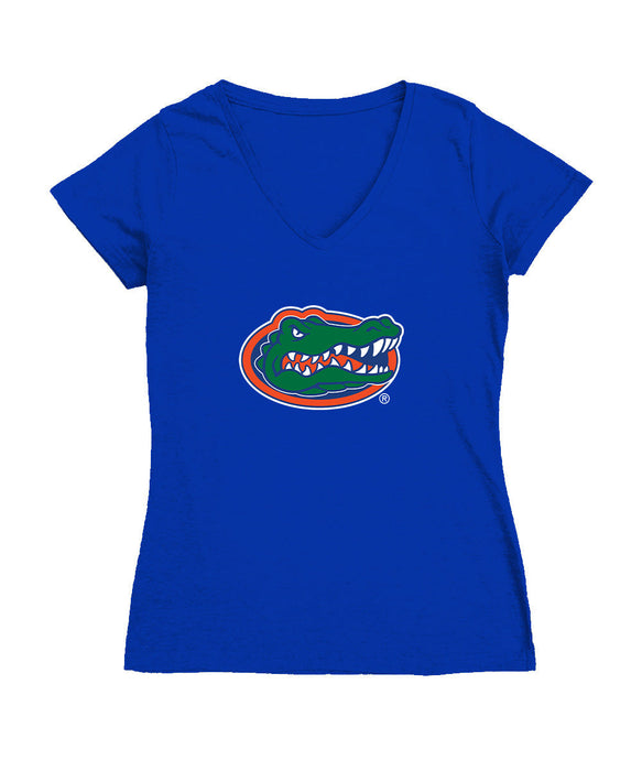 Florida Gators Women's V-neck Fitted Cotton T-Shirt Royal