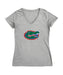 Florida Gators Women's V-neck Fitted Cotton T-Shirt Grey