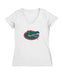 Florida Gators Women's V-neck Fitted Cotton T-Shirt White