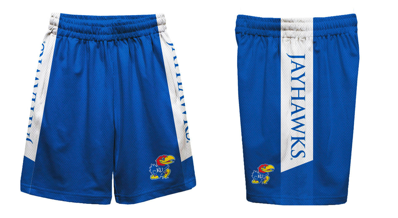Kansas University Jayhawks Vive La Fete Game Day Royal Stripes Boys Solid White Athletic Mesh Short - Vive La Fête - Online Apparel Store