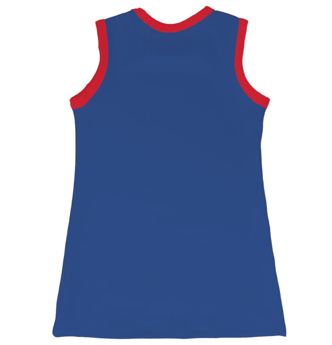 Kansas Jayhawks Sleeveless Cheerleader A Line Dress White and Royal
