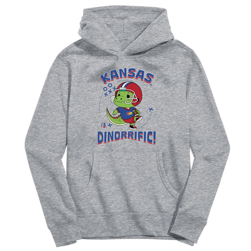 Kansas Jayhawks Dinorrific Heather Grey Cotton Youth Hoodie