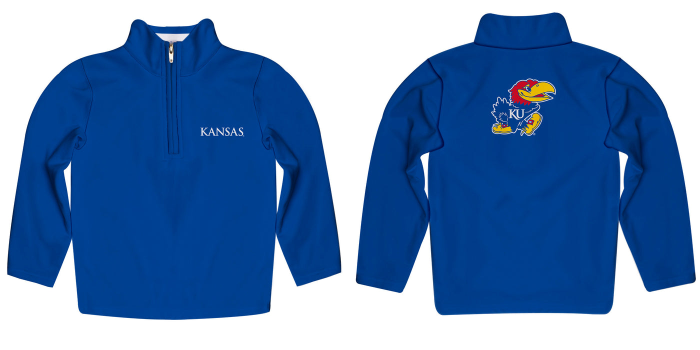 Kansas University Jayhawks Vive La Fete Game Day Royal Blue Quarter Zip Pullover Sleeves - Vive La Fête - Online Apparel Store