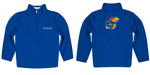 Kansas University Jayhawks Vive La Fete Game Day Royal Blue Quarter Zip Pullover Sleeves - Vive La Fête - Online Apparel Store