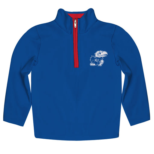 Kansas Jayhawks Hand Sketched Vive La Fete Impressions Artwork  Blue Quarter Zip Pullover V1