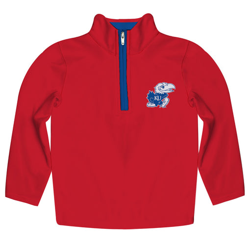 Kansas Jayhawks Hand Sketched Vive La Fete Impressions Artwork  Red Quarter Zip Pullover V1
